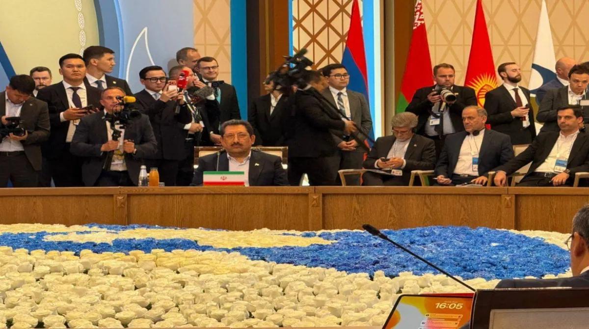قرائت متن پیام رئیس جمهور ایران توسط وزیر صمت کشورمان در اجلاس سران اقتصادی اوراسیا